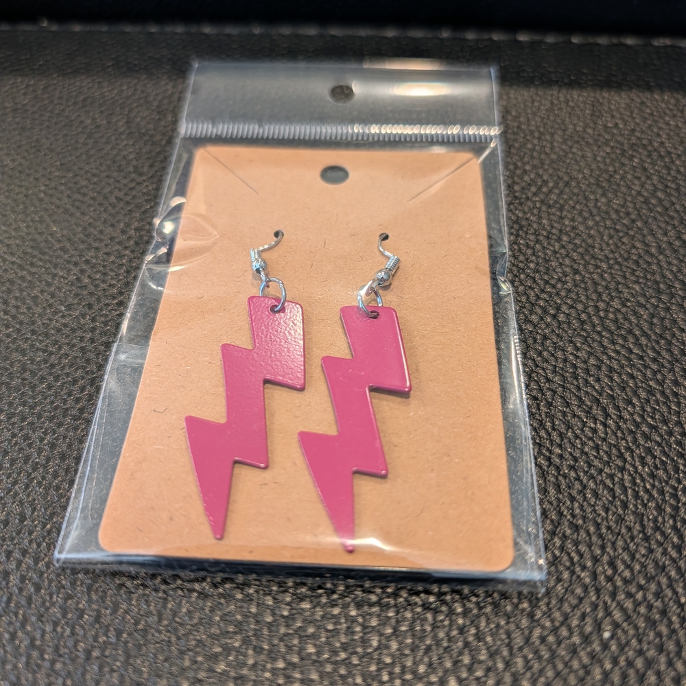 Pink Lightning Bolt Earrings